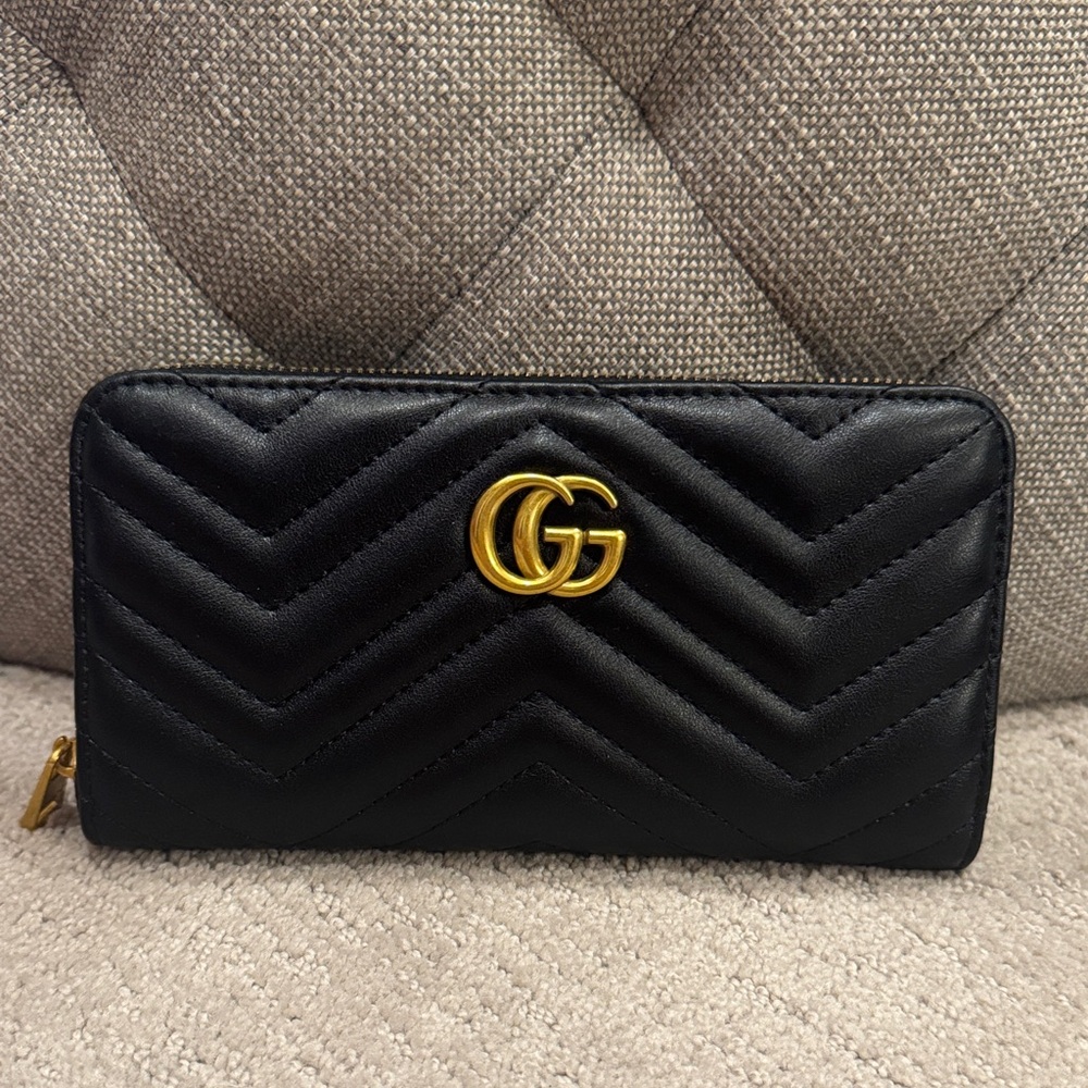 Black Quilted GG Wallet